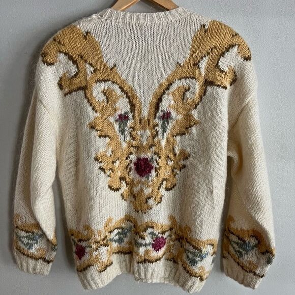 Vintage Express Le Internationale Mohair Cardigan Baroque Floral Knit Fits M-L - Picture 3 of 12